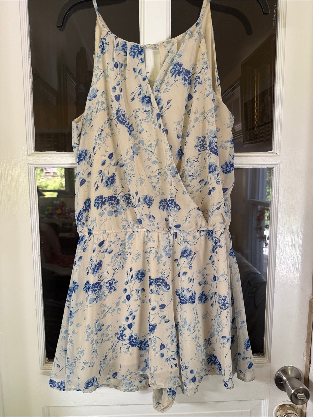 Japna Cream Floral Wrap Romper with Blue Bouquet Print